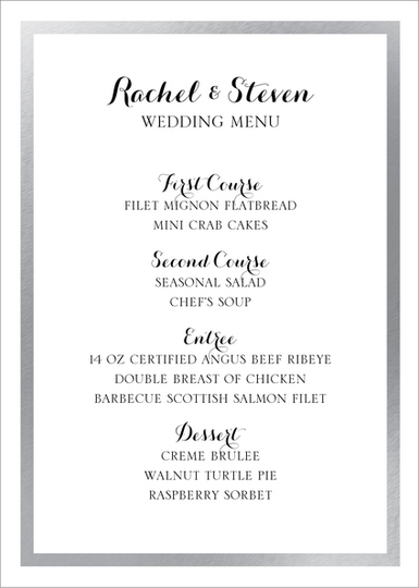 Foil Frame Menu Cards